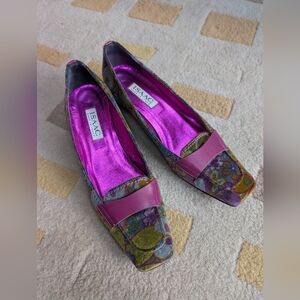 Isaac Mizrahi Italian Women's Floral Velvet Flats in Purple and Pink